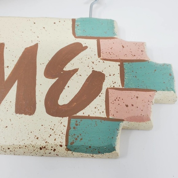 Welcome Sign Southwestern Wall Hanging Native Art Pottery Design Leather Strap - Picture 5 of 12